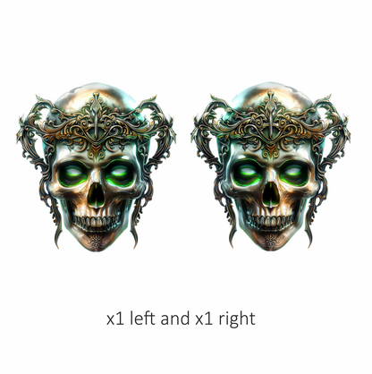 Skull Crown Green Eyes Metal Vinyl Sticker Decal