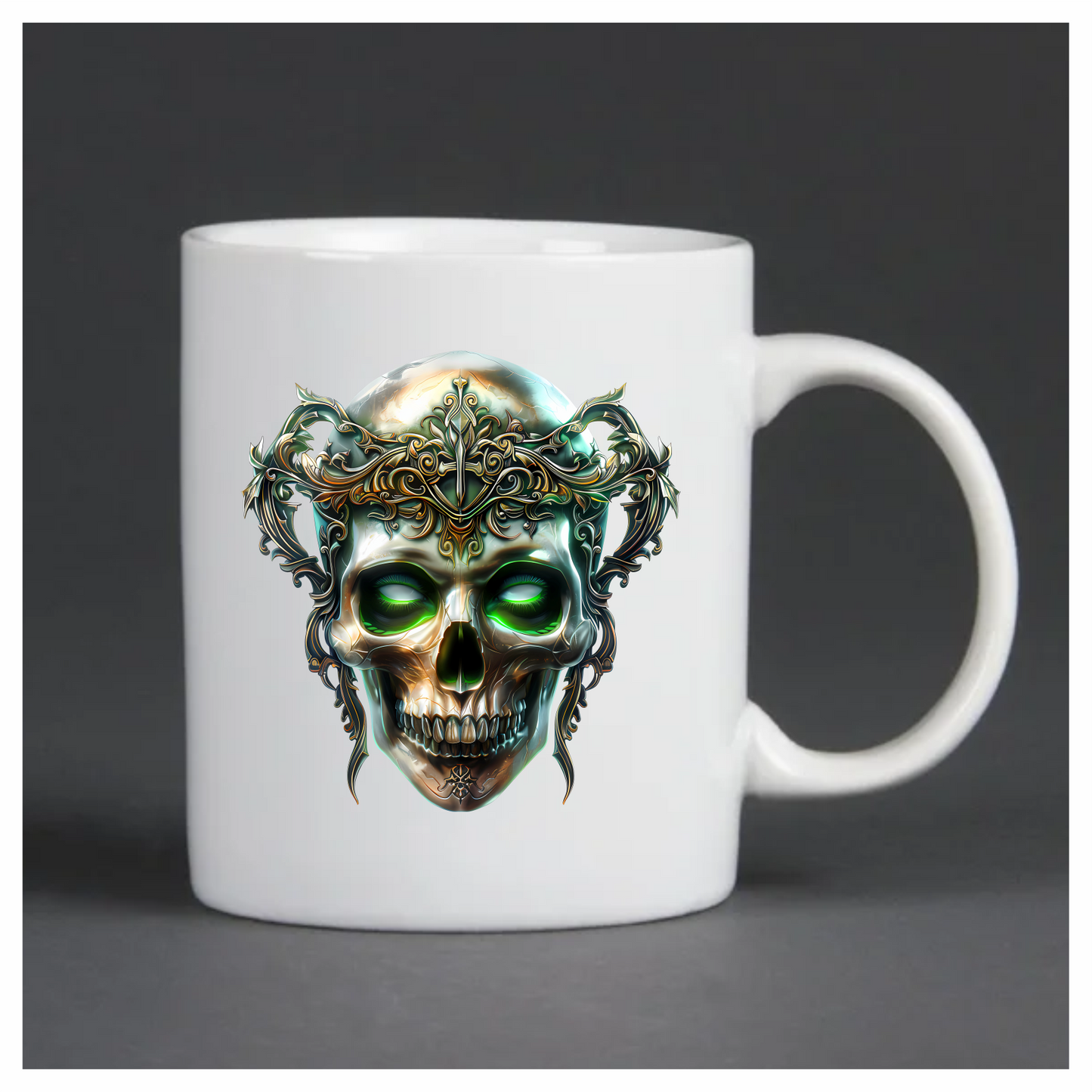 Skull Crown Green Eyes Metal Vinyl Sticker Decal