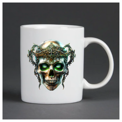 Skull Crown Green Eyes Metal Vinyl Sticker Decal