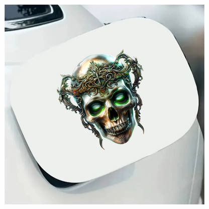 Skull Crown Green Eyes Metal Vinyl Sticker Decal