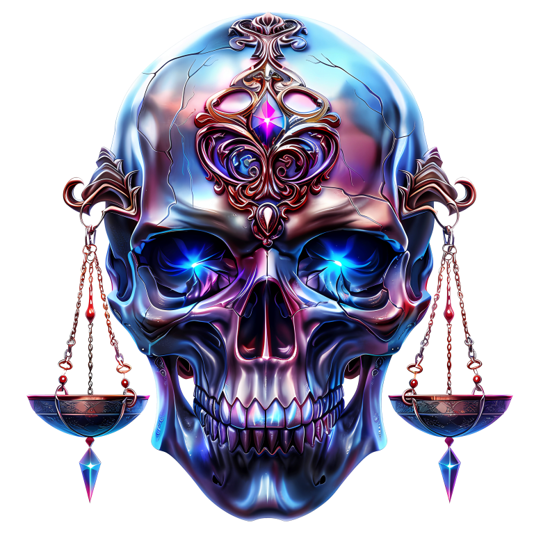 Skull Blue Eyes Balance Scale Vinyl Sticker Decal