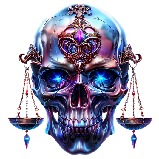 Skull Blue Eyes Balance Scale Vinyl Sticker Decal