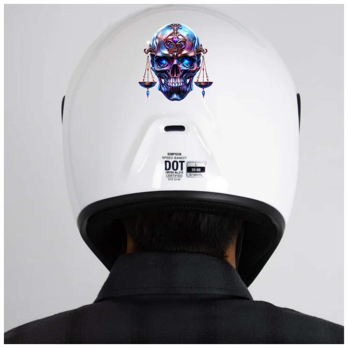 Skull Blue Eyes Balance Scale Vinyl Sticker Decal