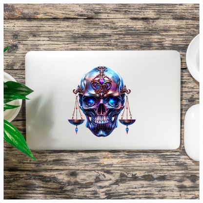 Skull Blue Eyes Balance Scale Vinyl Sticker Decal