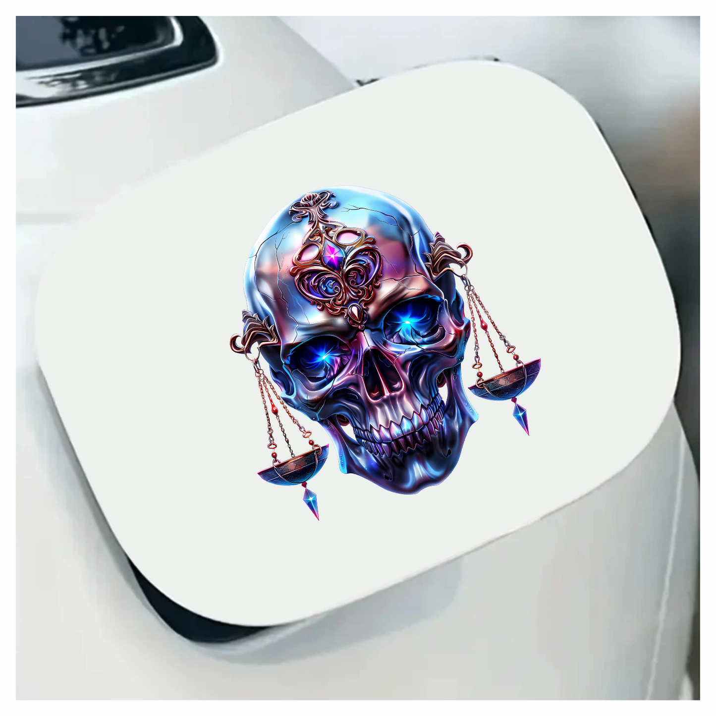 Skull Blue Eyes Balance Scale Vinyl Sticker Decal