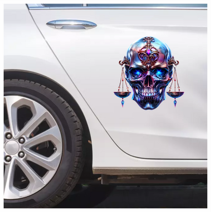 Skull Blue Eyes Balance Scale Vinyl Sticker Decal