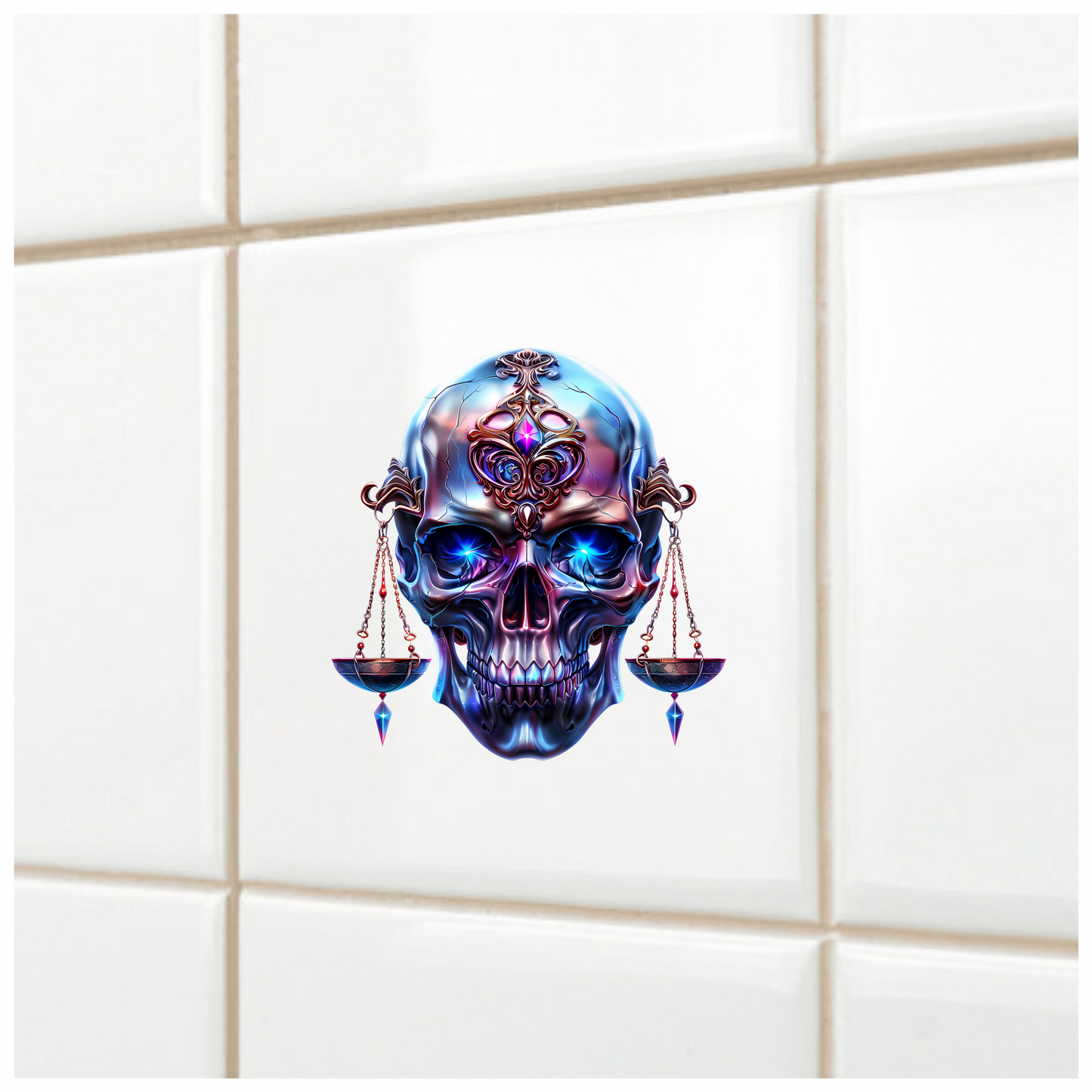 Skull Blue Eyes Balance Scale Vinyl Sticker Decal