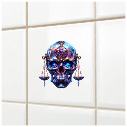 Skull Blue Eyes Balance Scale Vinyl Sticker Decal