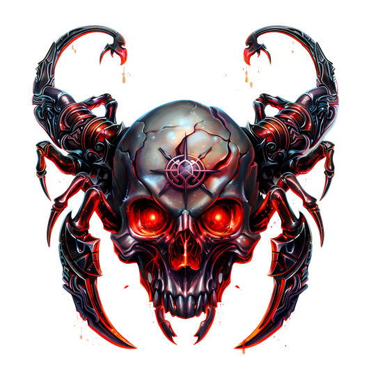 Skull Red Scorpion Metallic Cyborg Horror Vinyl Sticker Decal