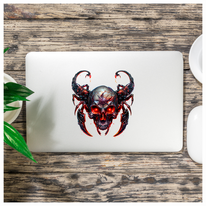 Skull Red Scorpion Metallic Cyborg Horror Vinyl Sticker Decal