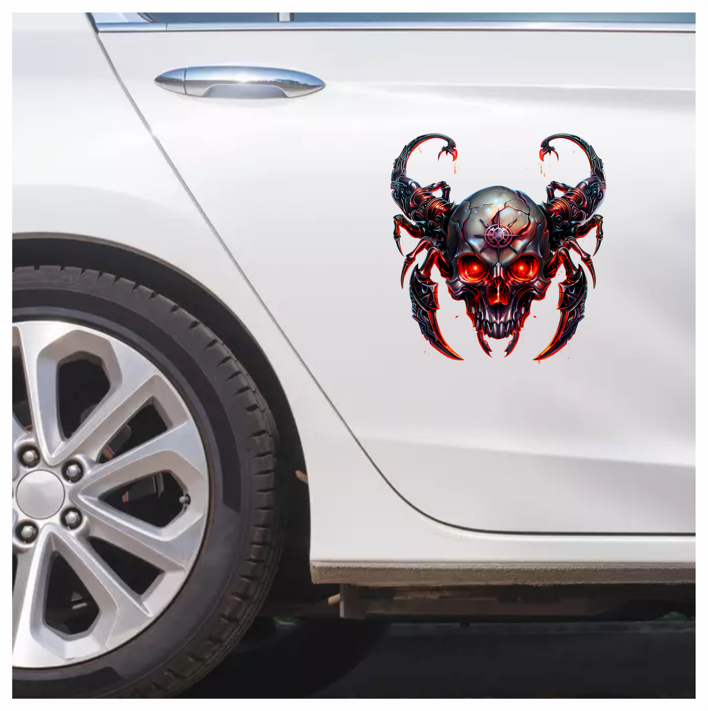 Skull Red Scorpion Metallic Cyborg Horror Vinyl Sticker Decal