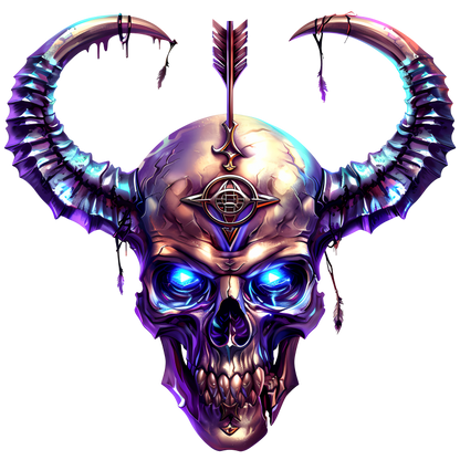 Skull Purple Horns Arrow Symbol Vinyl Sticker Decal