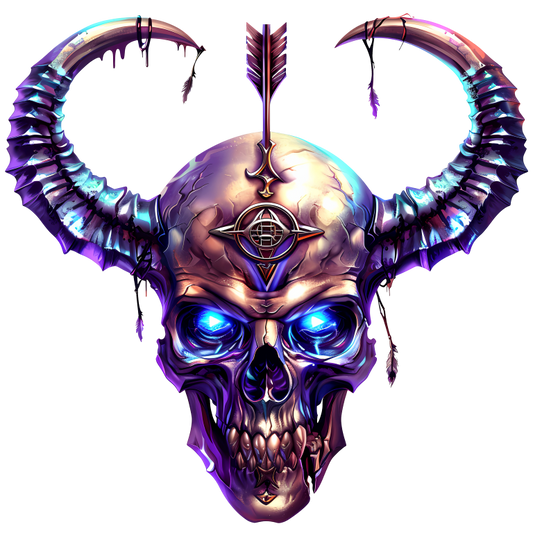 Skull Purple Horns Arrow Symbol Vinyl Sticker Decal