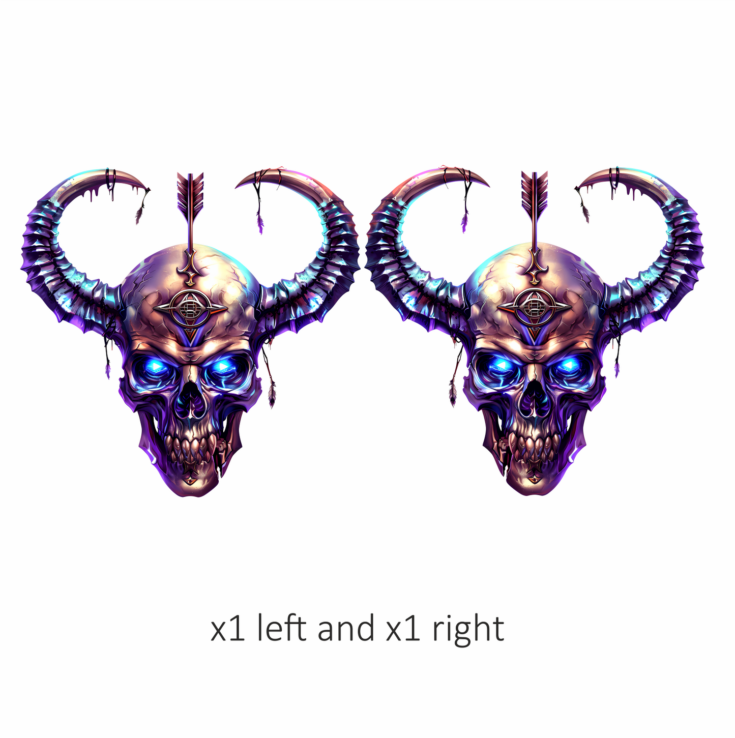Skull Purple Horns Arrow Symbol Vinyl Sticker Decal
