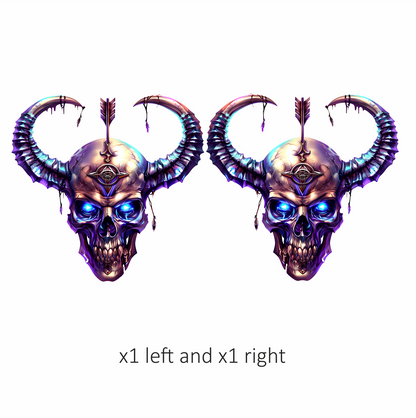 Skull Purple Horns Arrow Symbol Vinyl Sticker Decal