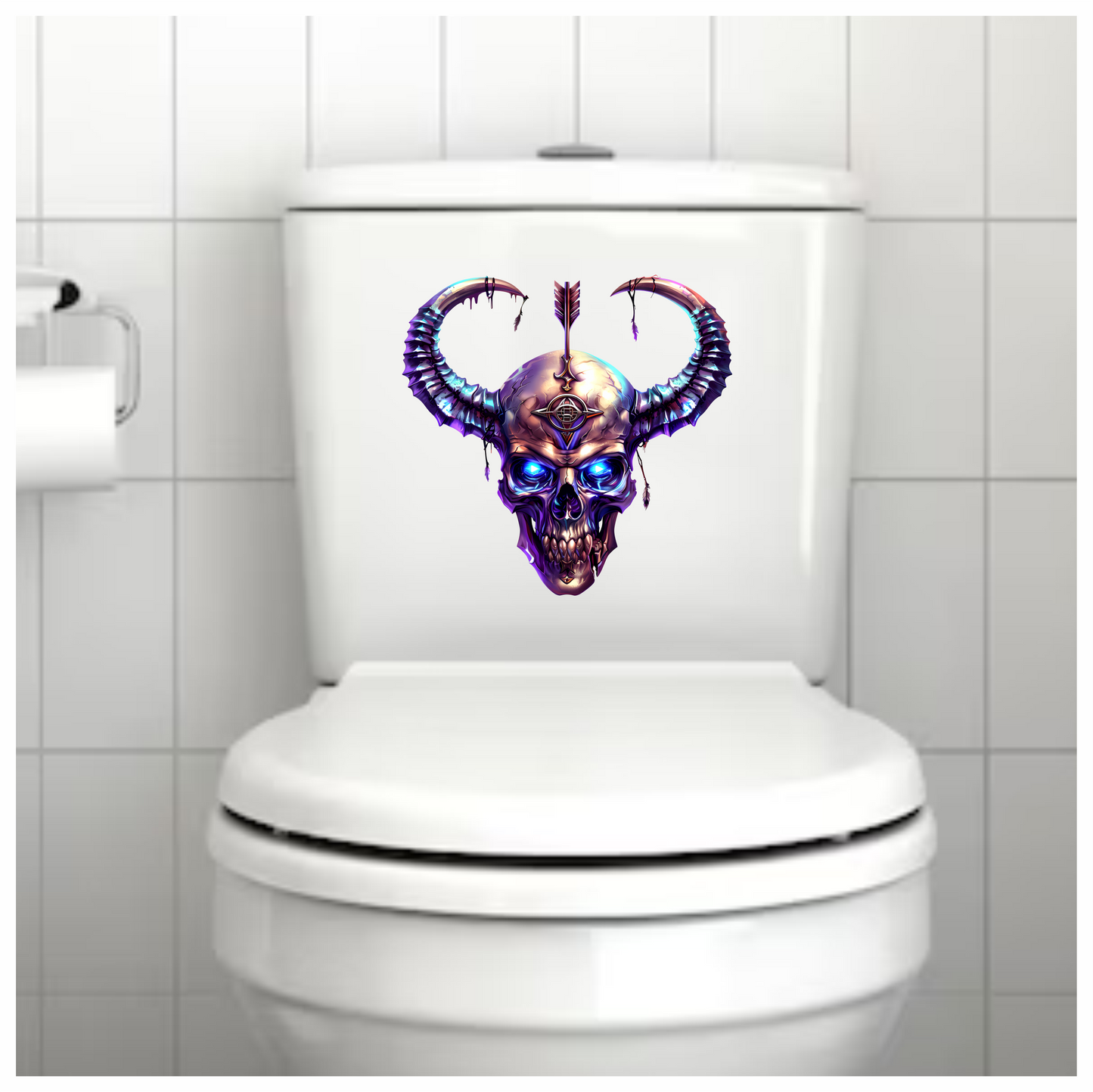 Skull Purple Horns Arrow Symbol Vinyl Sticker Decal