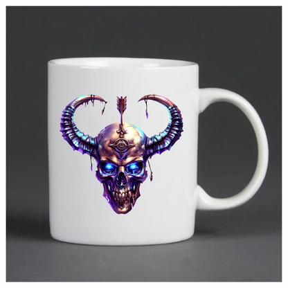 Skull Purple Horns Arrow Symbol Vinyl Sticker Decal