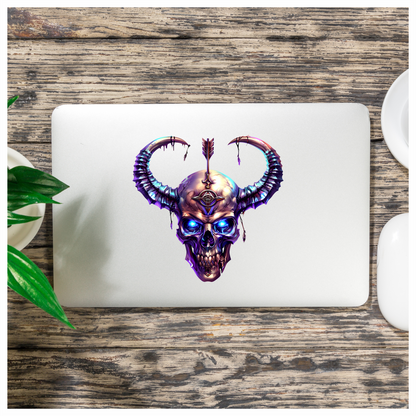Skull Purple Horns Arrow Symbol Vinyl Sticker Decal