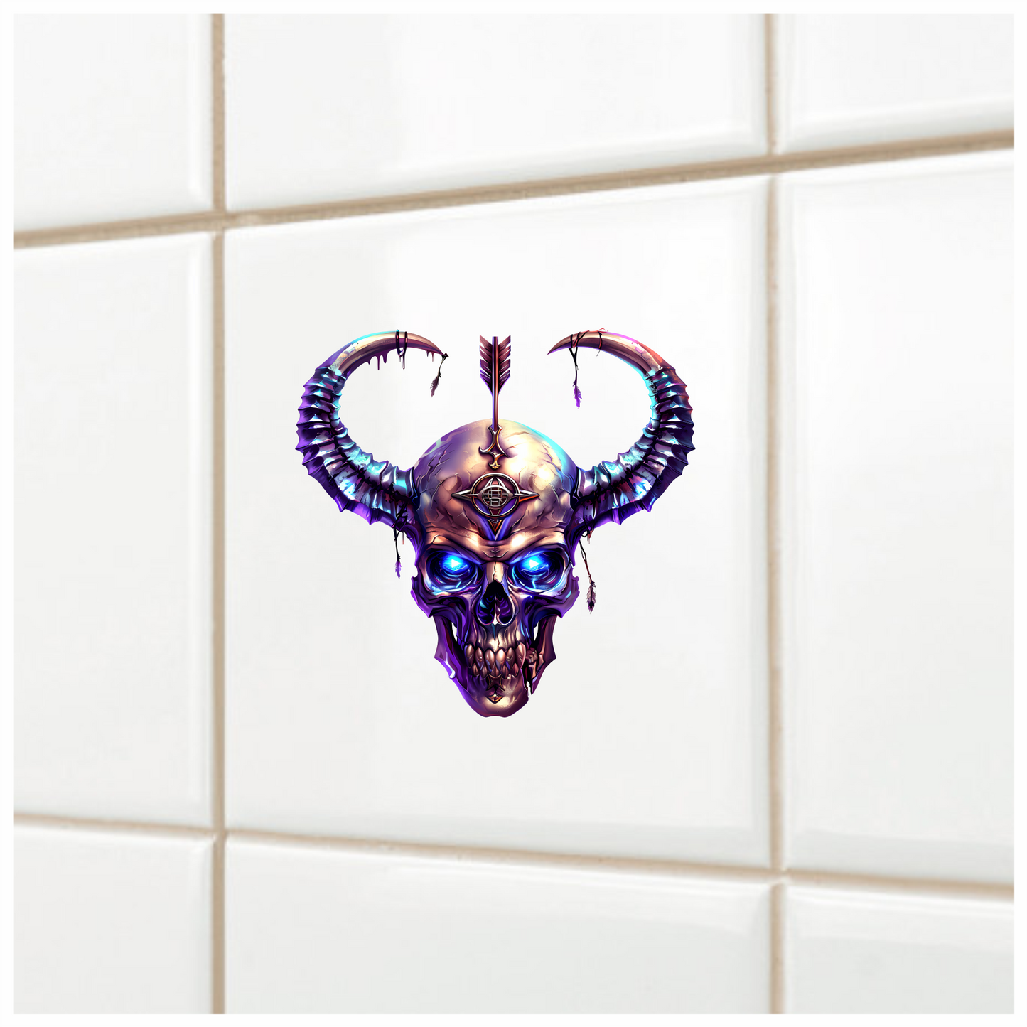 Skull Purple Horns Arrow Symbol Vinyl Sticker Decal