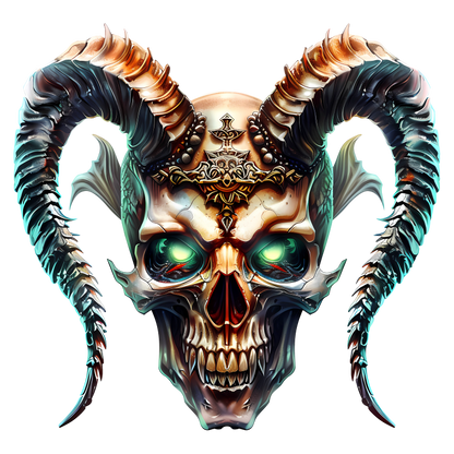Skull Horns Green Demon Vinyl Sticker Decal
