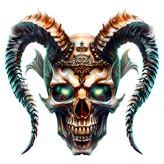 Skull Horns Green Demon Vinyl Sticker Decal
