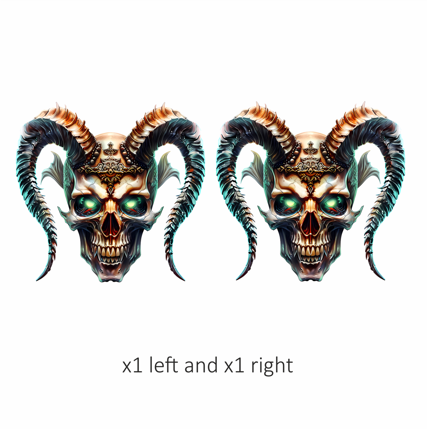 Skull Horns Green Demon Vinyl Sticker Decal