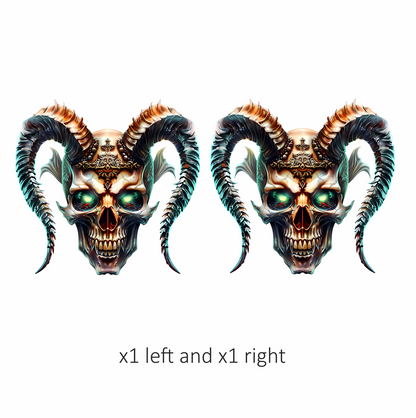 Skull Horns Green Demon Vinyl Sticker Decal