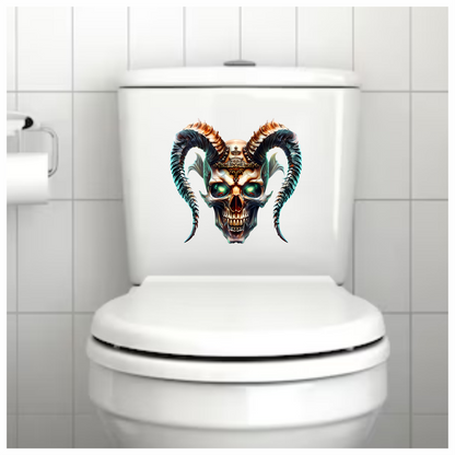 Skull Horns Green Demon Vinyl Sticker Decal
