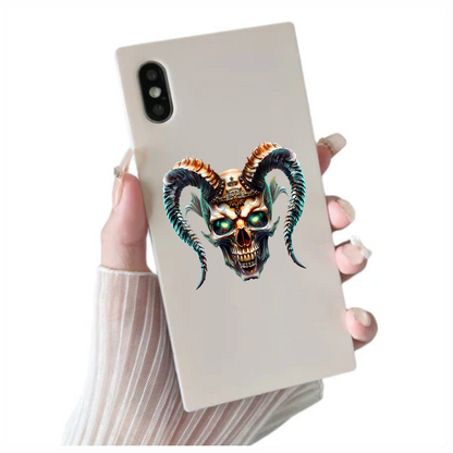 Skull Horns Green Demon Vinyl Sticker Decal