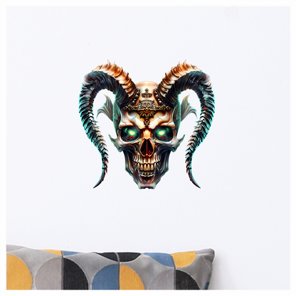 Skull Horns Green Demon Vinyl Sticker Decal
