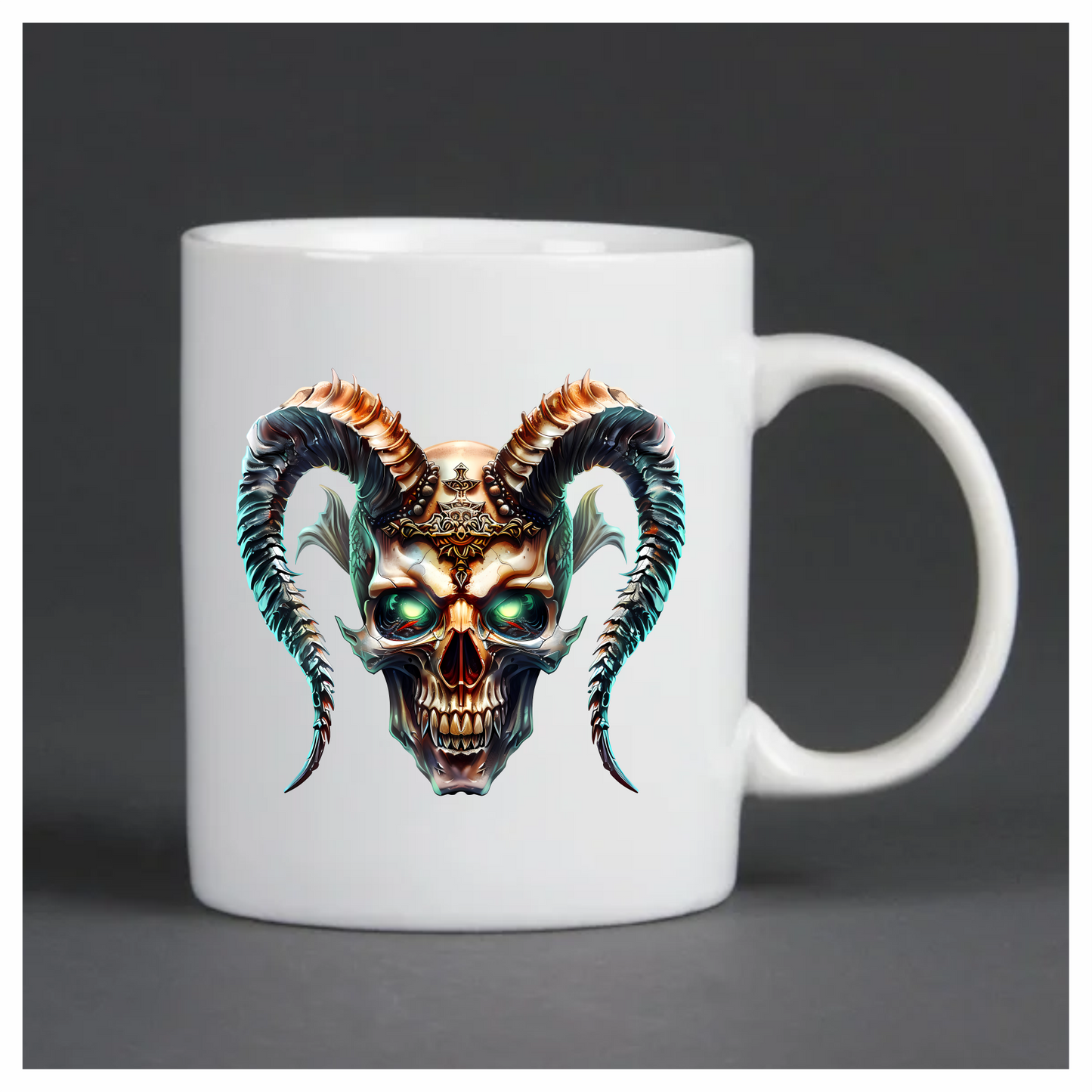 Skull Horns Green Demon Vinyl Sticker Decal