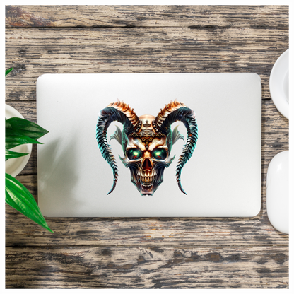 Skull Horns Green Demon Vinyl Sticker Decal