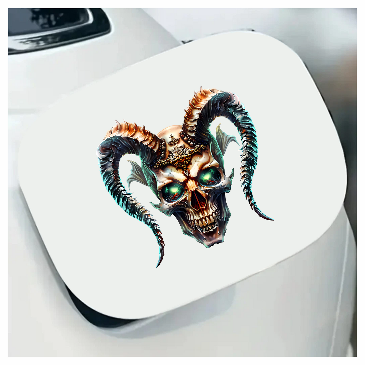 Skull Horns Green Demon Vinyl Sticker Decal