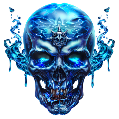 Blue Skull Water Electric Power Vinyl Sticker Decal