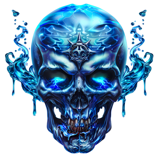 Blue Skull Water Electric Power Vinyl Sticker Decal