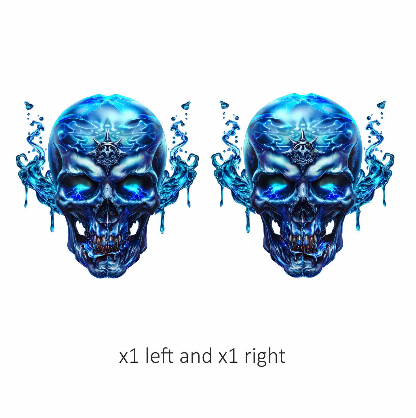 Blue Skull Water Electric Power Vinyl Sticker Decal
