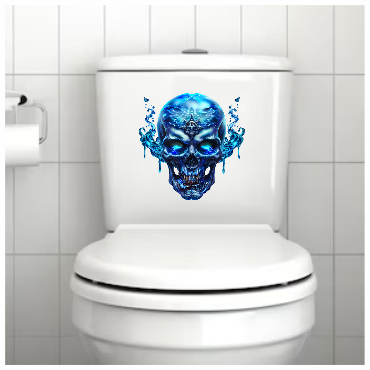 Blue Skull Water Electric Power Vinyl Sticker Decal