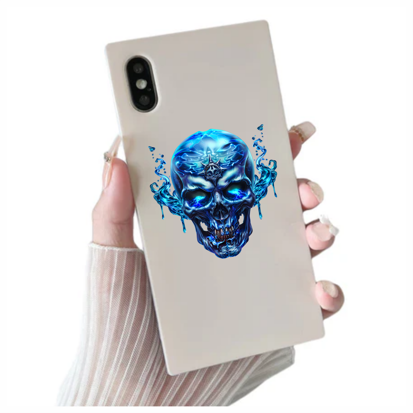 Blue Skull Water Electric Power Vinyl Sticker Decal