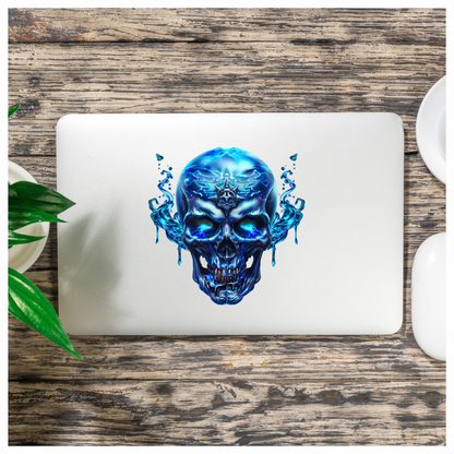Blue Skull Water Electric Power Vinyl Sticker Decal