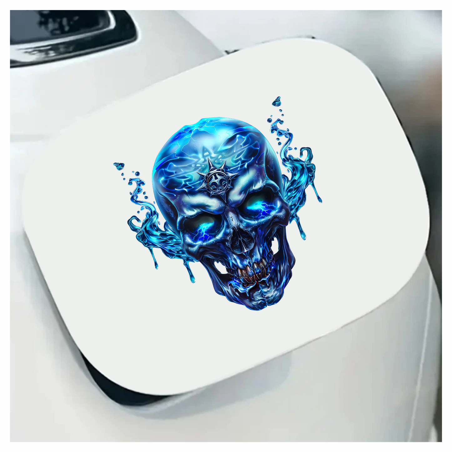 Blue Skull Water Electric Power Vinyl Sticker Decal