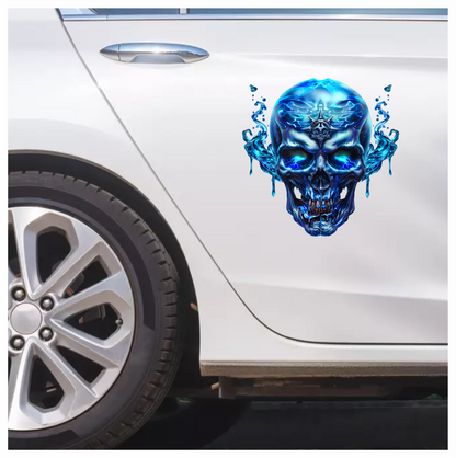 Blue Skull Water Electric Power Vinyl Sticker Decal