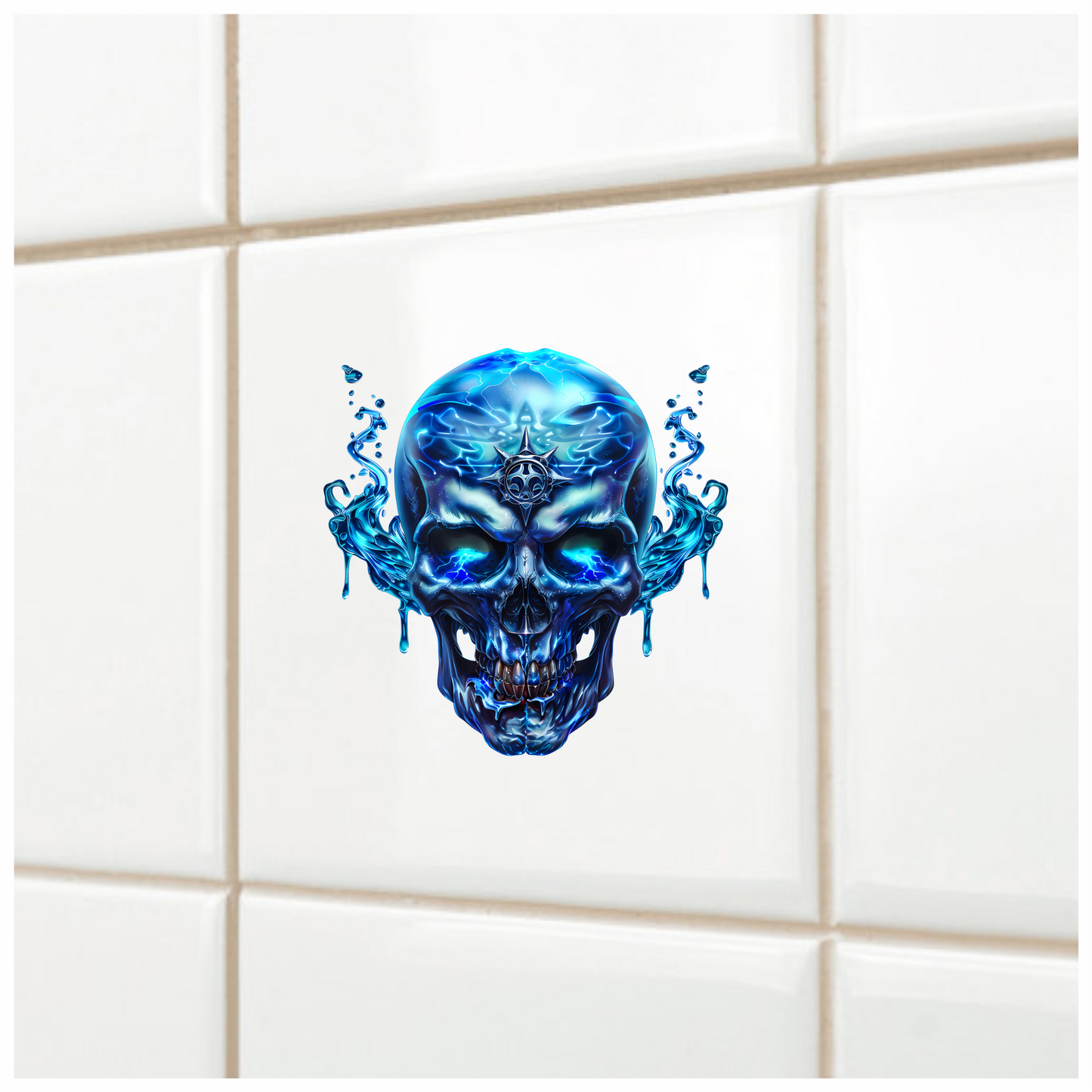 Blue Skull Water Electric Power Vinyl Sticker Decal