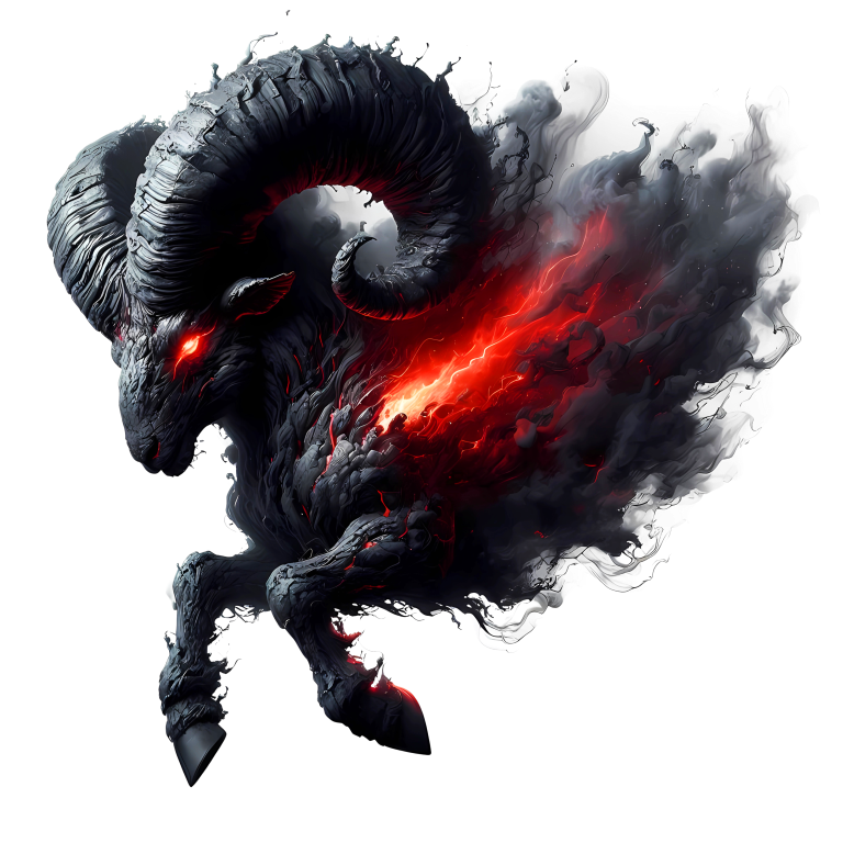 Black Ram Red Smoke Fierce Demon Vinyl Sticker Decal