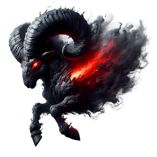Black Ram Red Smoke Fierce Demon Vinyl Sticker Decal