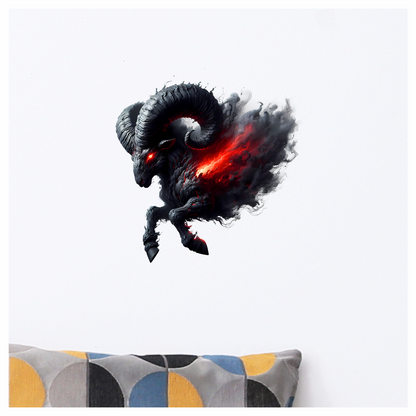 Black Ram Red Smoke Fierce Demon Vinyl Sticker Decal