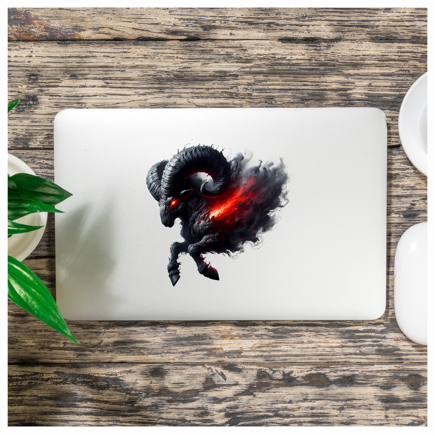 Black Ram Red Smoke Fierce Demon Vinyl Sticker Decal