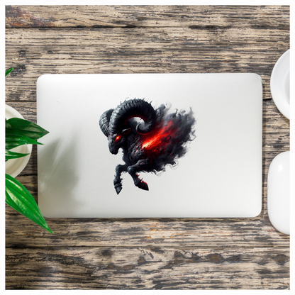 Black Ram Red Smoke Fierce Demon Vinyl Sticker Decal