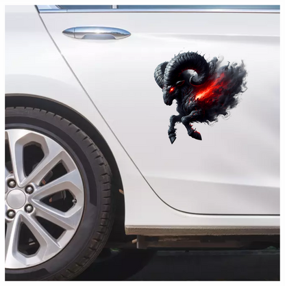 Black Ram Red Smoke Fierce Demon Vinyl Sticker Decal