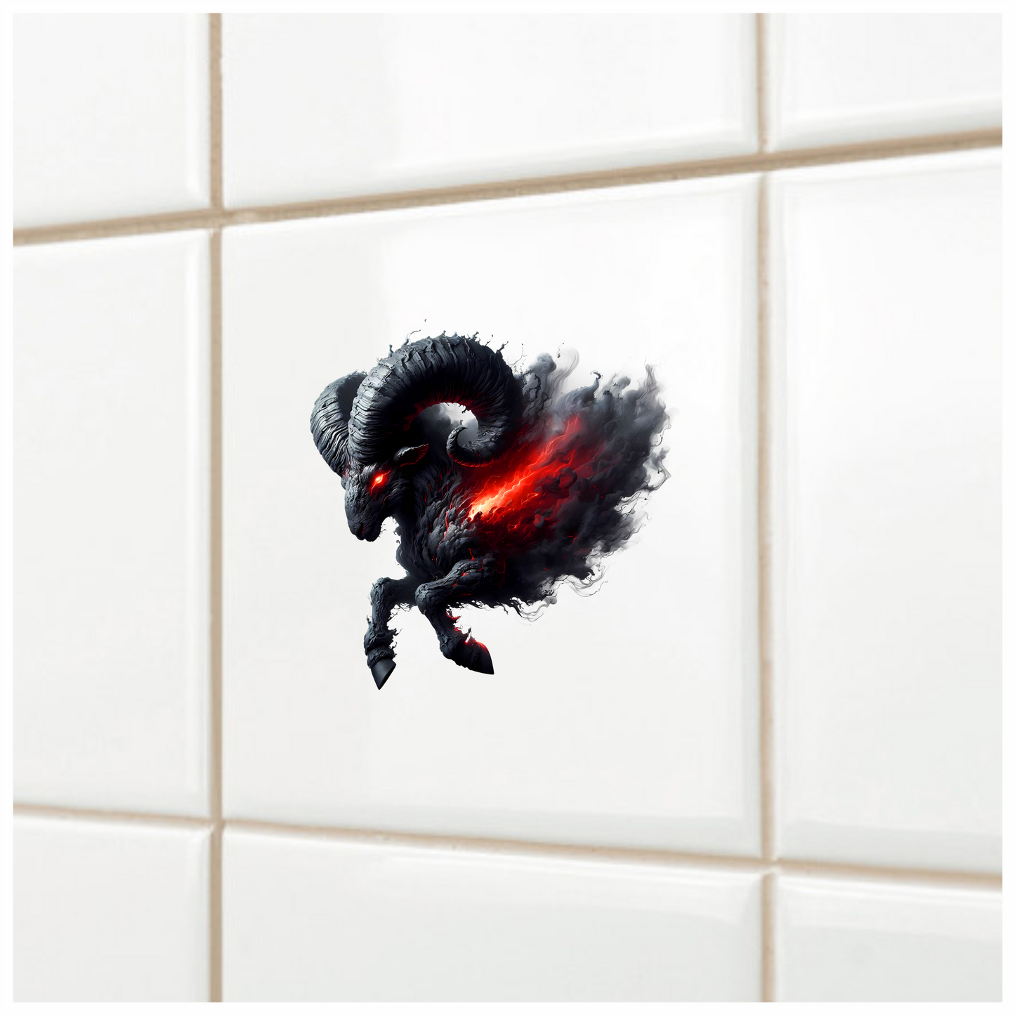 Black Ram Red Smoke Fierce Demon Vinyl Sticker Decal