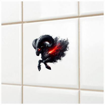 Black Ram Red Smoke Fierce Demon Vinyl Sticker Decal